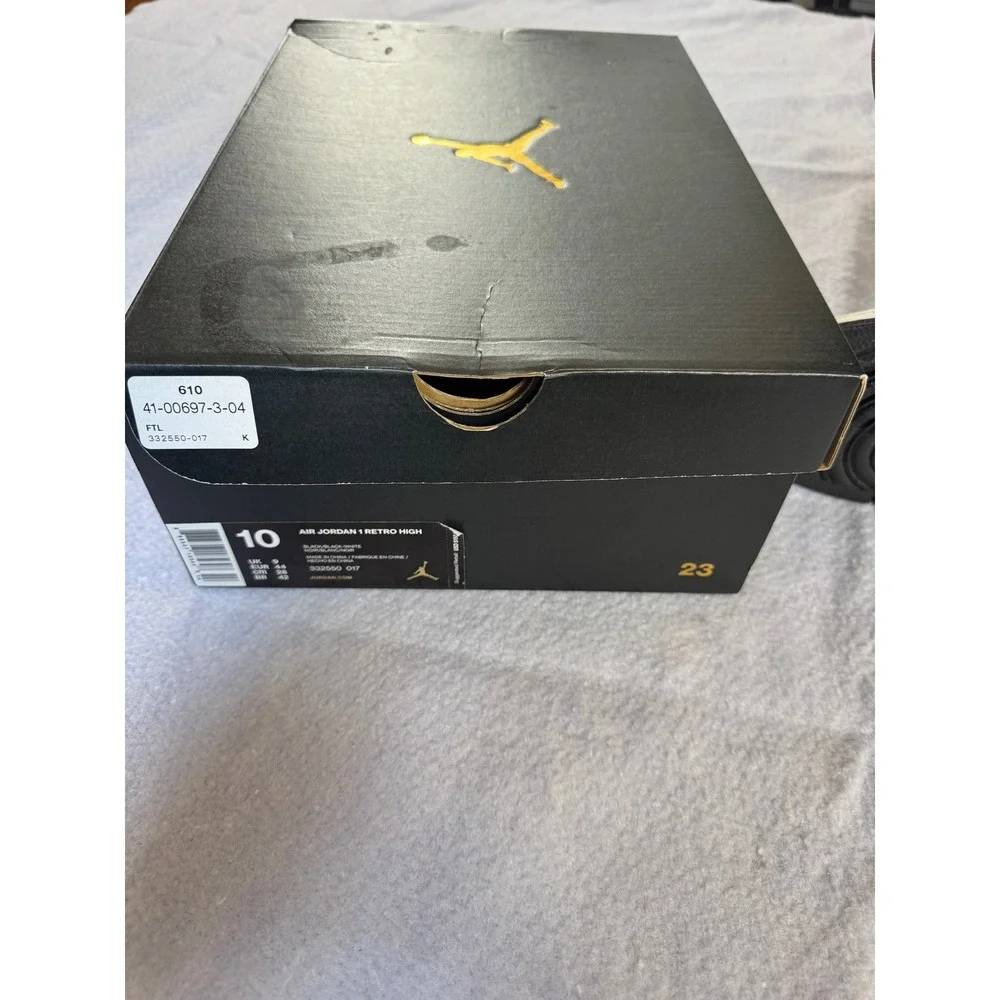 Nike Air Jordan 1 Retro High Black Metallic Silver Sneakers 332550-017 Mens 10